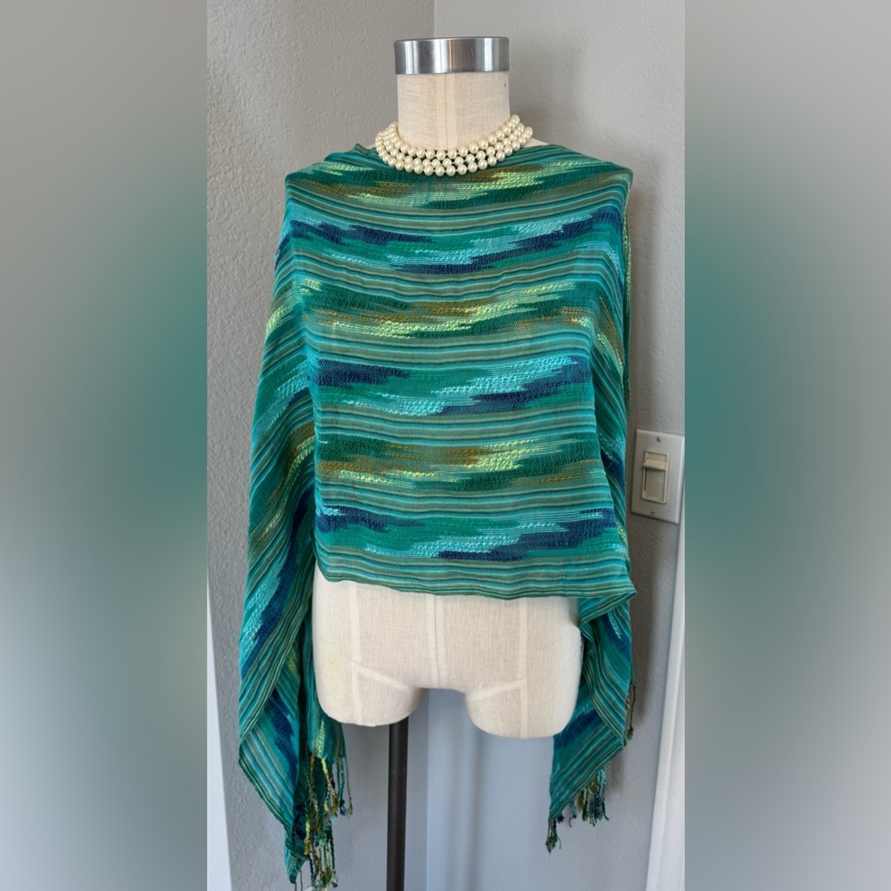 Woven Scarf in Southwestern Style with Braided Fringe 20” x 70”